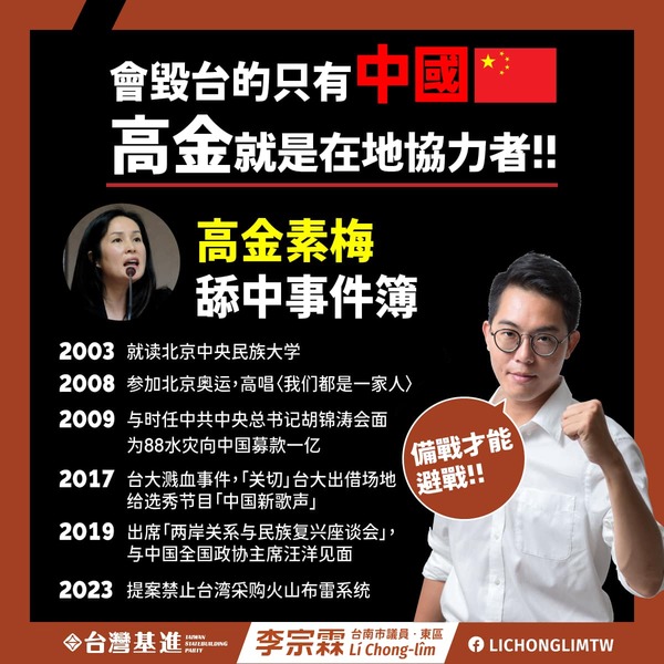 高金素梅「舔中事件簿」 基進議員嗆就是中國「在地協力者」