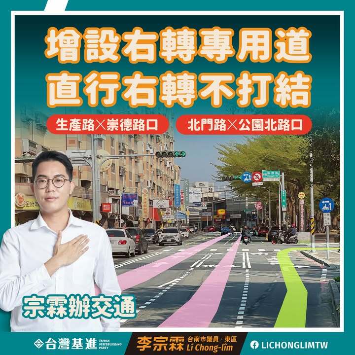 增設右轉專用道，直行、右轉不打結