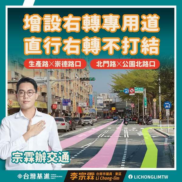 增設右轉專用道，直行、右轉不打結