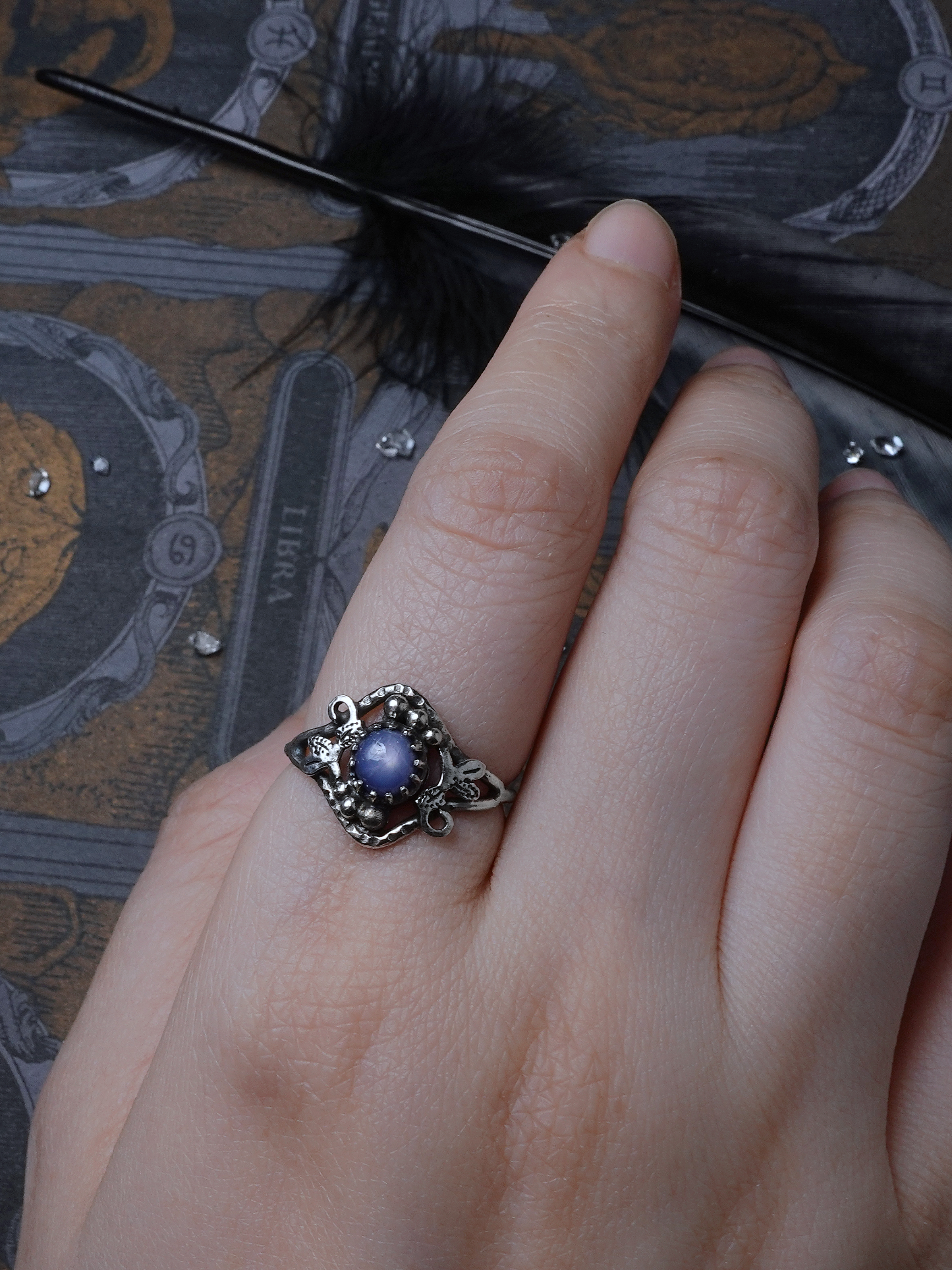 古老星訊。星光藍寶純銀戒