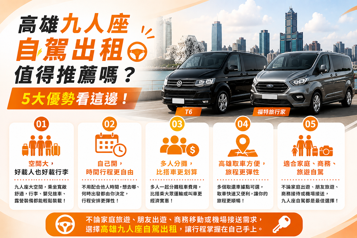 高雄廂型車出租費用高嗎?4種常見車款告訴你,這樣挑選更安心!