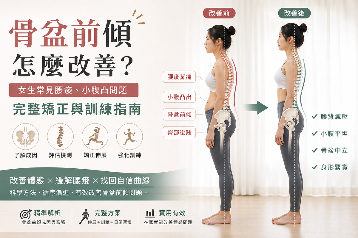 骨盆前傾怎麼改善？女生常見腰痠、小腹凸問題，完整矯正與訓練指南