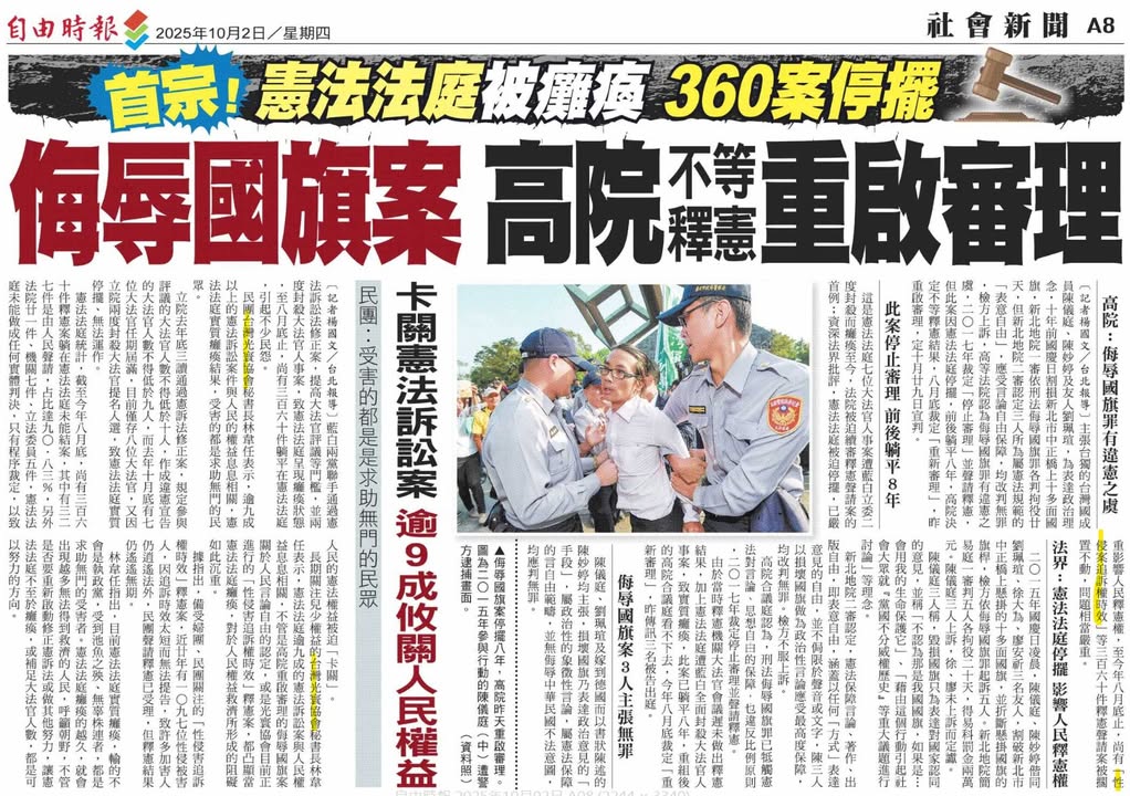 卡關憲法訴訟案 逾9成攸關人民權益