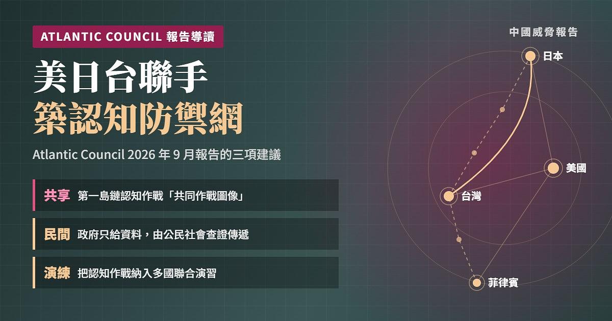 美日台如何聯手對抗中國認知作戰？Atlantic Council 多邊防禦網報告導讀