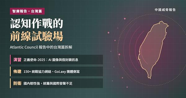 中國對台認知作戰的前線樣本：Atlantic Council 報告中的台灣篇