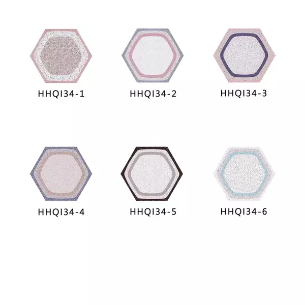 HHQl34(幾何水磨石系列)-MIT擬瓷感六角花磚貼/廚房防油貼/地板裝飾貼/傢俱翻新貼皮-(單片入)