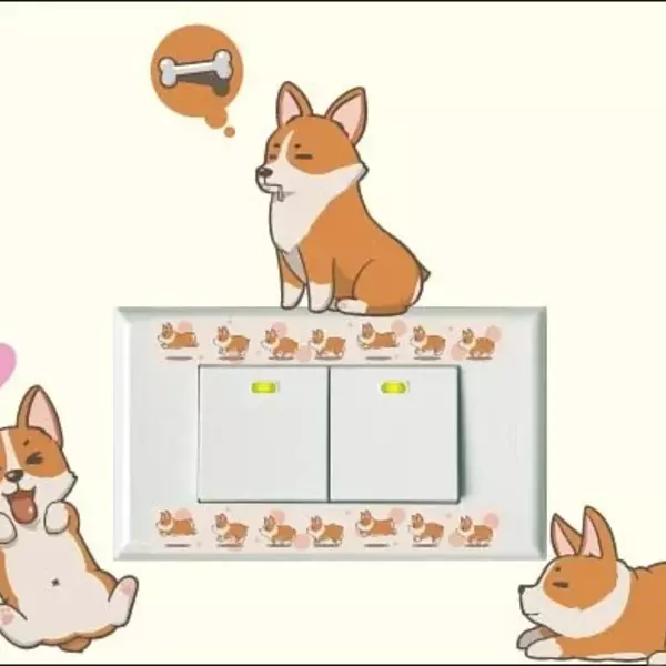 柯基犬貼系列開關壁貼-柯基日常