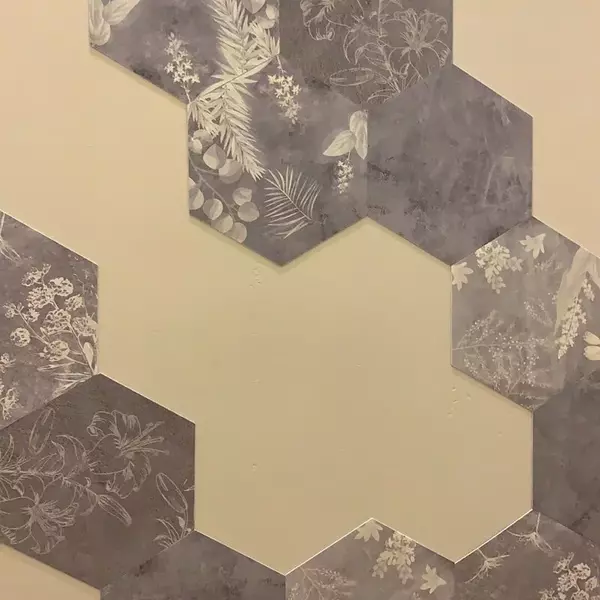 HHFJ17(水泥小花系)-MIT擬瓷感六角花磚貼/廚房防油貼/地板裝飾貼/傢俱翻新貼皮(單片入)