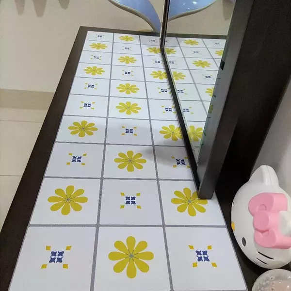 SSVT23(葡萄牙復古簡約小花系)-MIT擬瓷感正方形花磚貼/廚房防油貼/地板裝飾貼/傢俱翻新貼皮(單片入)