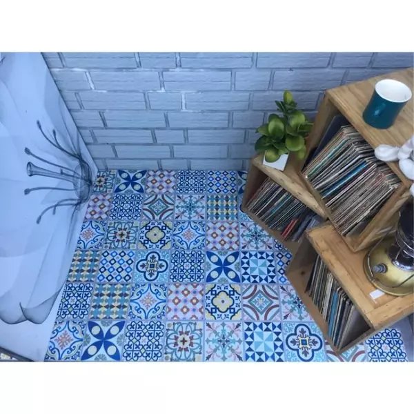 SSPG4(西班牙阿茲勒赫花磚)-MIT擬瓷感正方形花磚貼/廚房防油貼/地板裝飾貼/傢俱翻新貼皮(單片入)