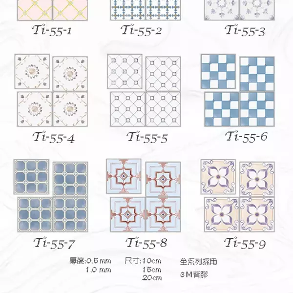 SSTI55(清新典麗宮廷風)-MIT擬瓷感正方形花磚貼/廚房防油貼/地板裝飾貼/傢俱翻新貼皮(單片入)