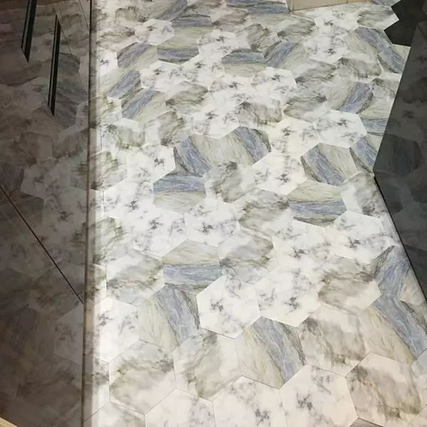 HHWS36(大理石紋系)-MIT擬瓷感六角花磚貼/廚房防油貼/地板裝飾貼/傢俱翻新貼皮(單片入)