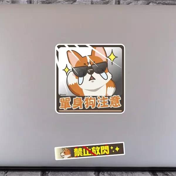 柯基犬貼系列開關壁貼-單身狗注意
