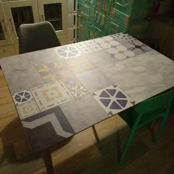 SSMZ37(現代幾何扇形花磚)-MIT擬瓷感正方形花磚貼/廚房防油貼/地板裝飾貼/傢俱翻新貼皮(單片入)