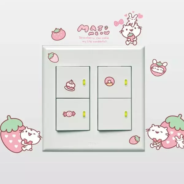 麻吉貓迷你開關貼-愛草莓