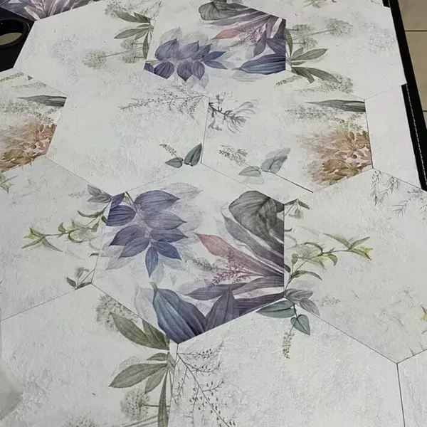 HHH8(清新花草系)-MIT擬瓷感六角花磚貼/廚房防油貼/地板裝飾貼/傢俱翻新貼皮(單片入)