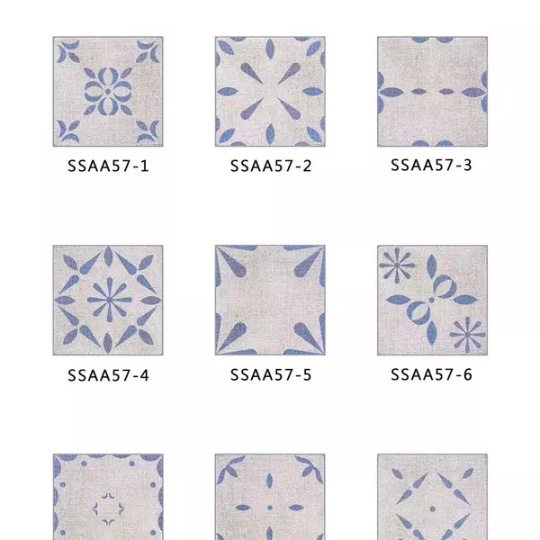 SSAA57(古典莫蘭迪色連續花磚)-MIT擬瓷感正方形花磚貼/廚房防油貼/地板裝飾貼/傢俱翻新貼皮(單片入)