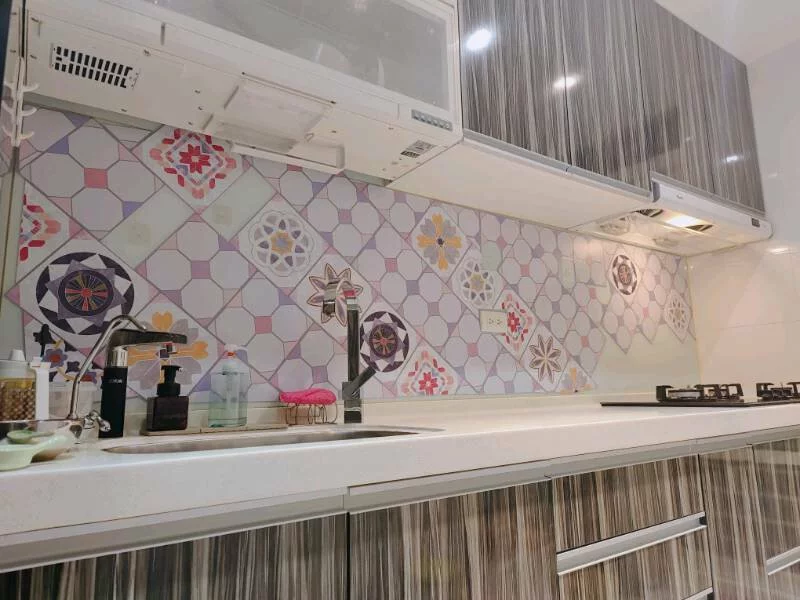 SSRQ60(波希米亞風)-MIT擬瓷感正方形花磚貼/廚房防油貼/地板裝飾貼/傢俱翻新貼皮(單片入)