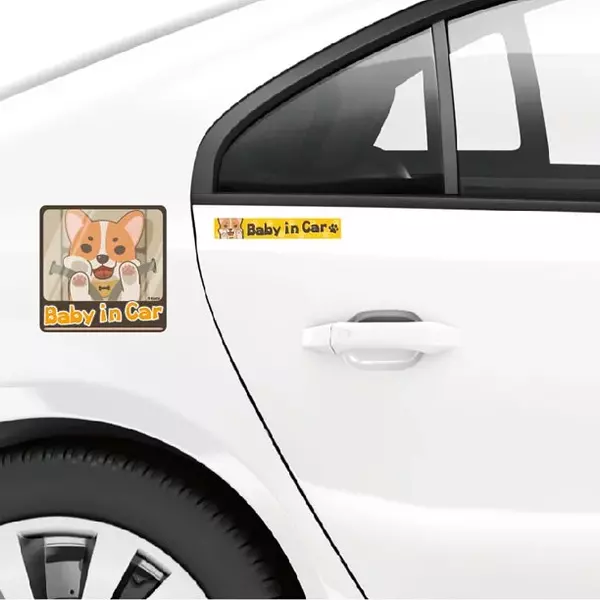 柯基犬貼系列開關壁貼-BABY IN CAR