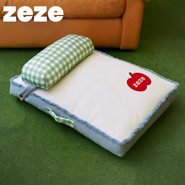 【ZEZE】丹寧靠枕式寵物睡墊