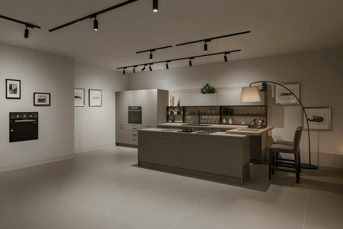 蕃茄廚具展示間：灰調島廚