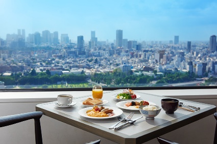 東京新大谷飯店高樓層景觀早餐